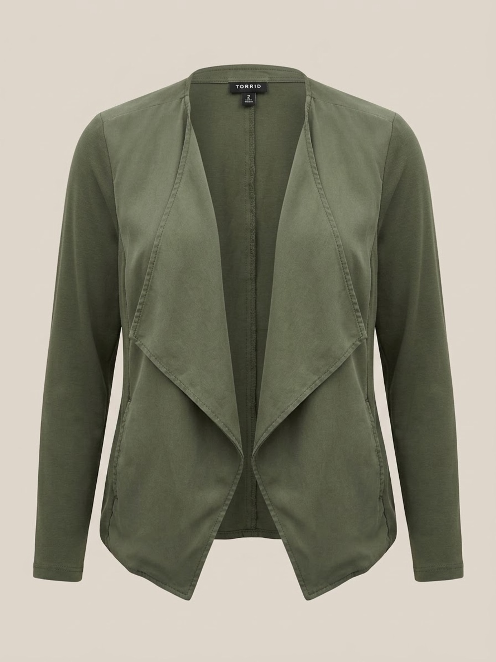 torrid Olive Open-Front Waterfall Blazer